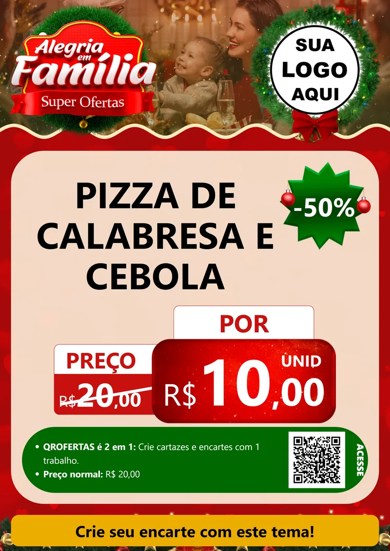 Modelo de Cartaz para Cartaz A4 Vertical com o tema Alegria Em Família - Super Ofertas para Pizzaria