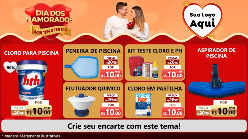 Modelo de TV para TV Horizontal com o tema Dia dos Namorados - Aqui Tem Ofertas para Produtos para Piscina