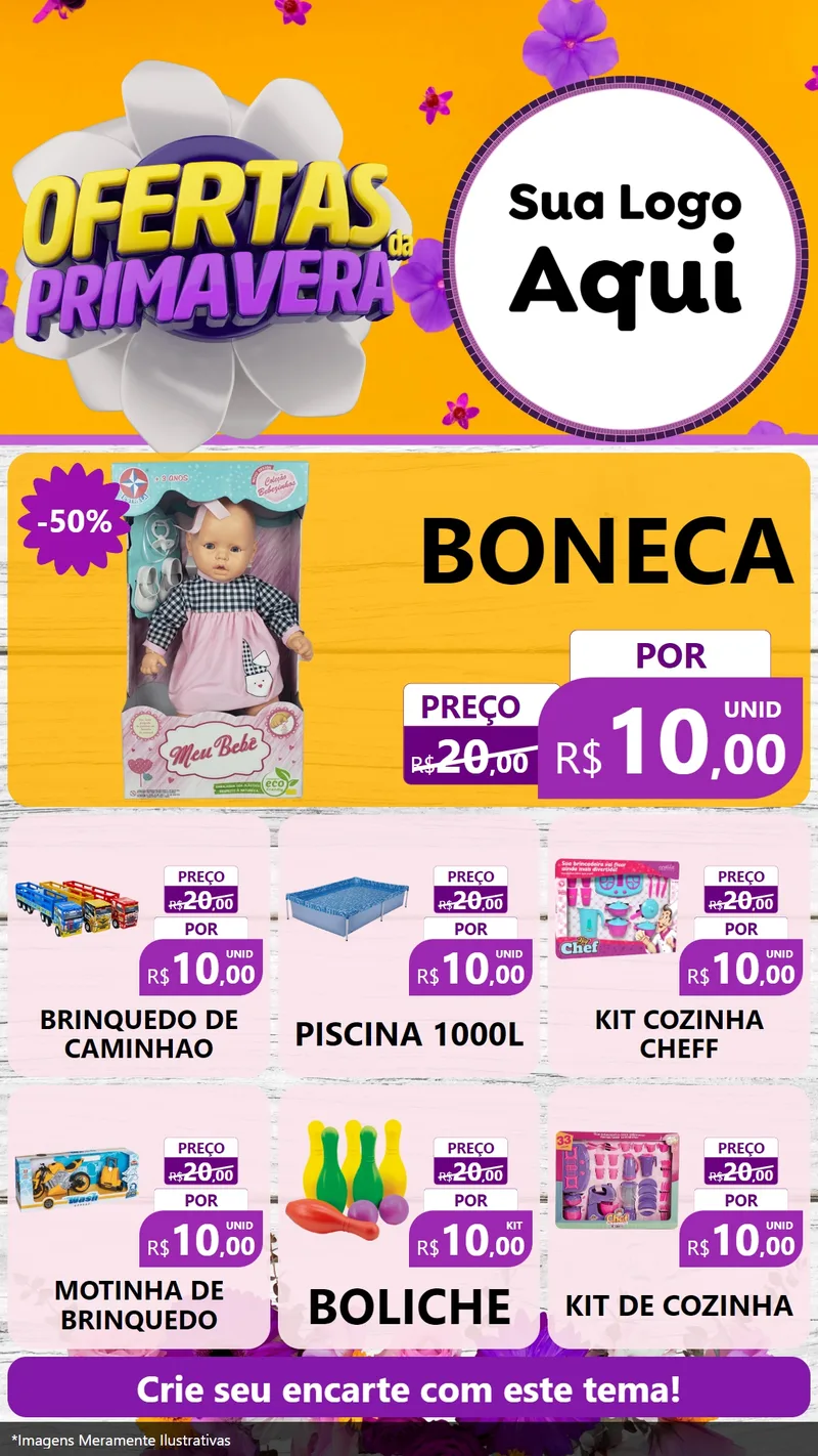 Modelo de Rede Social para Stories com o tema Ofertas Da Primavera para Brinquedos