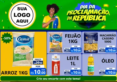 Modelo de Encarte para Encarte A4 Horizontal com o tema Dia Da Proclamação Da República para Supermercado