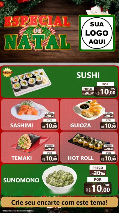 Modelo de TV para TV Vertical com o tema Especial de Natal para Comida japonesa