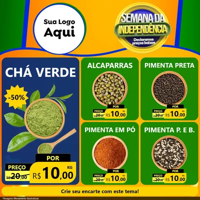 Modelo de Rede Social para Feed Facebook com o tema Semana da Independência Declaramos Preços Baixos para Produtos Naturais