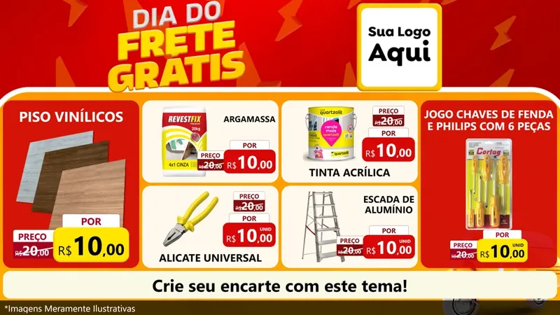 Modelo de TV para TV Horizontal com o tema Dia do Frete Grátis para Material para Construção