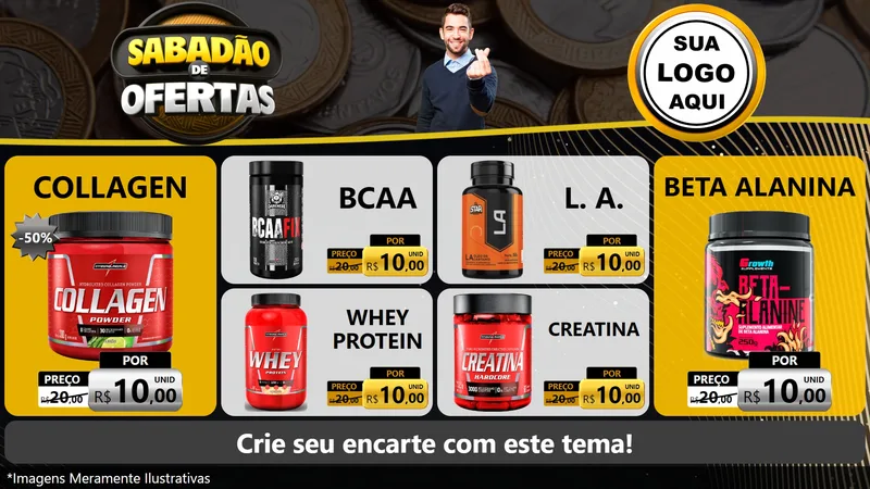 Modelo de TV para TV Horizontal com o tema Sabadão de Ofertas para Suplementos alimentares