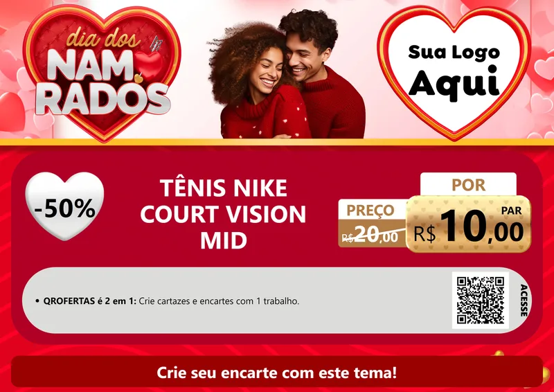 Modelo de Cartaz para Cartaz A4 Horizontal com o tema Dia dos Namorados para Calçados
