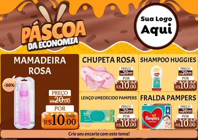 Modelo de Encarte para Encarte A4 Horizontal com o tema Páscoa da Economia para Bebês