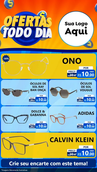 Modelo de TV para TV Vertical com o tema Ofertas Todo Dia para Óticas
