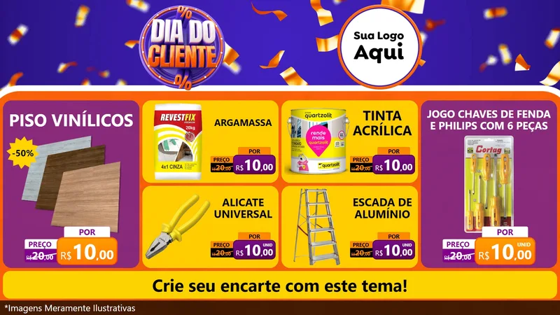 Modelo de TV para TV Horizontal com o tema Dia do Cliente para Material para Construção
