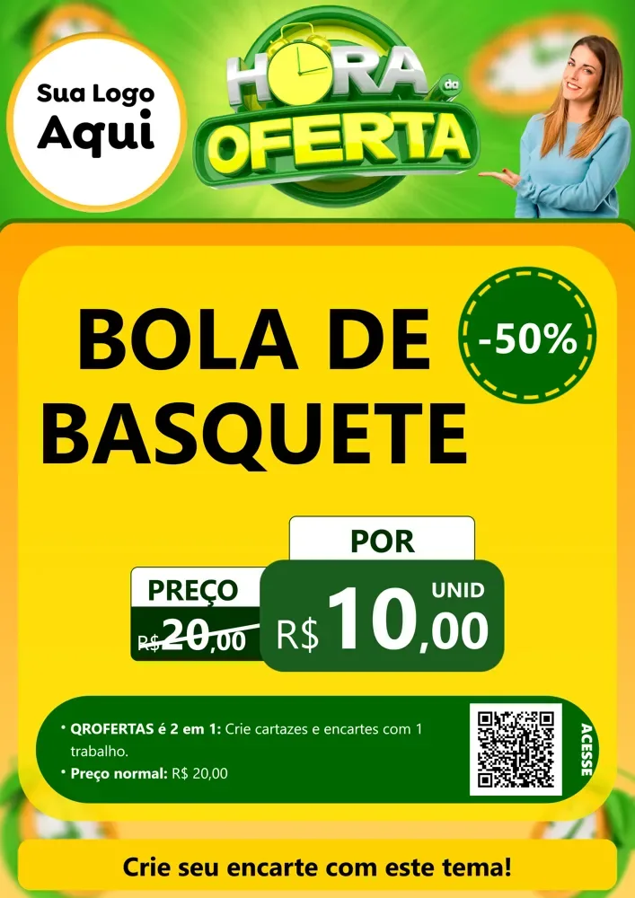 Modelo de Cartaz para Cartaz A4 Vertical com o tema Hora da Oferta para Artigos Esportivos