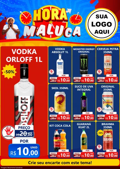 Modelo de Encarte para Encarte A4 Vertical com o tema Hora Maluca para Distribuidora de bebidas