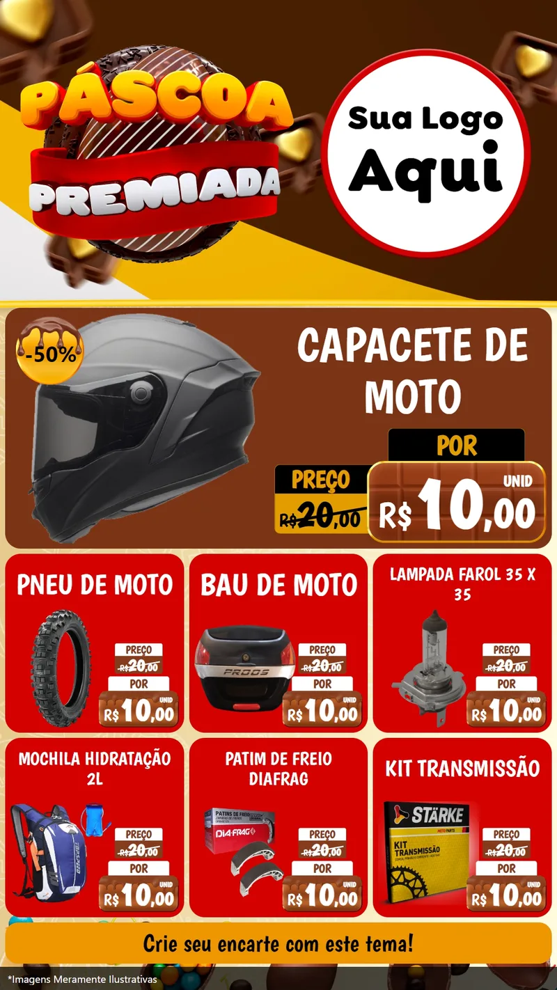 Modelo de Rede Social para Stories com o tema Páscoa Premiada para Moto peças