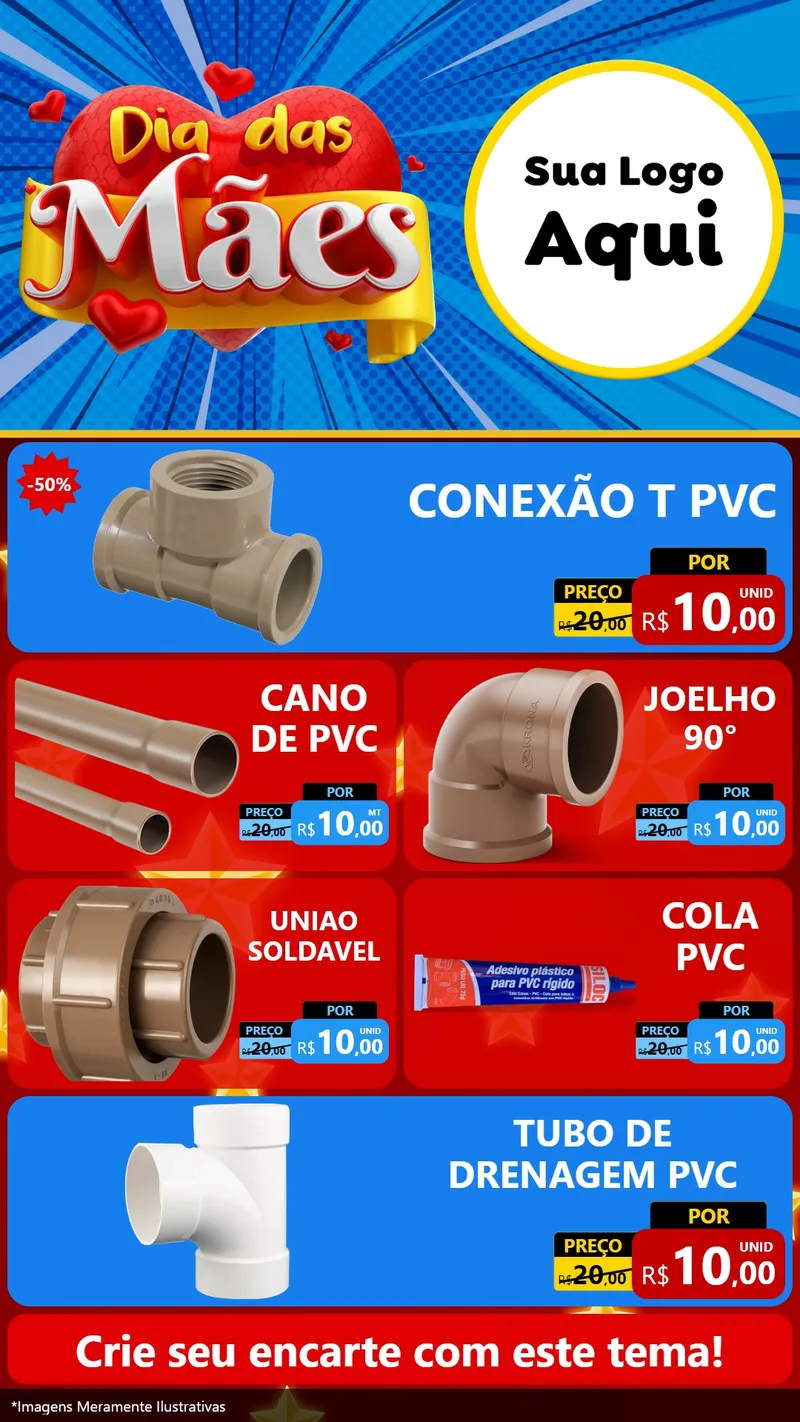 Modelo de TV para TV Vertical com o tema Dia das Mães para Tubos e conexões