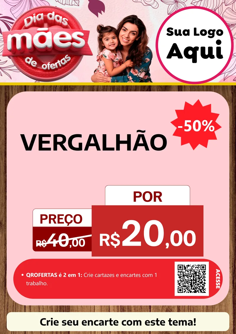 Modelo de Cartaz para Cartaz A4 Vertical com o tema Dia Das Mães De Ofertas para Ferragens