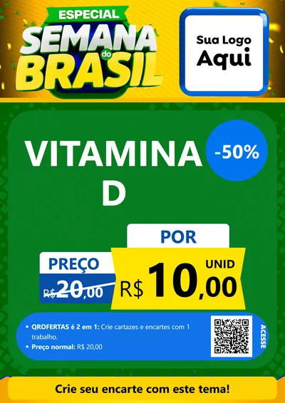 Modelo de Cartaz para Cartaz A4 Vertical com o tema Especial Semana do Brasil para Farmácia