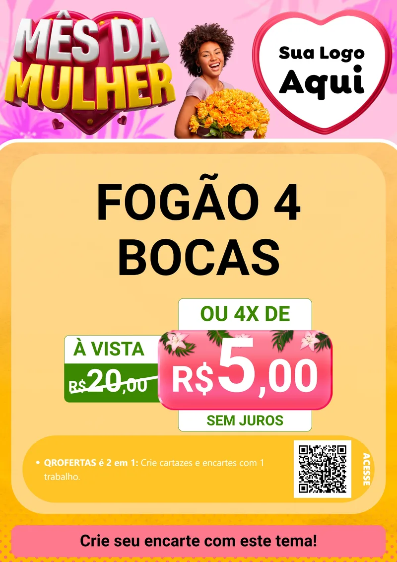 Modelo de Cartaz para Cartaz A4 Vertical com o tema Mês da Mulher para Móveis e Eletro