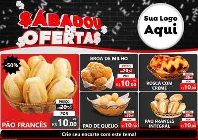 Modelo de Encarte para Encarte A4 Horizontal com o tema Sabadou de Ofertas para Padaria