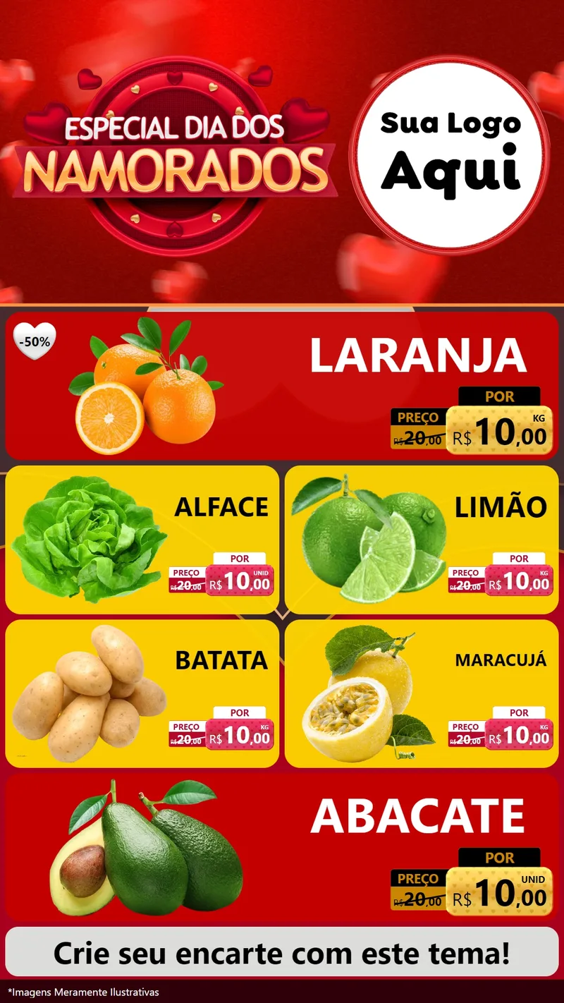 Modelo de TV para TV Vertical com o tema Especial Dia Dos Namorados para Hortifrúti