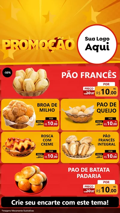 Modelo de TV para TV Vertical com o tema Promoção para Padaria