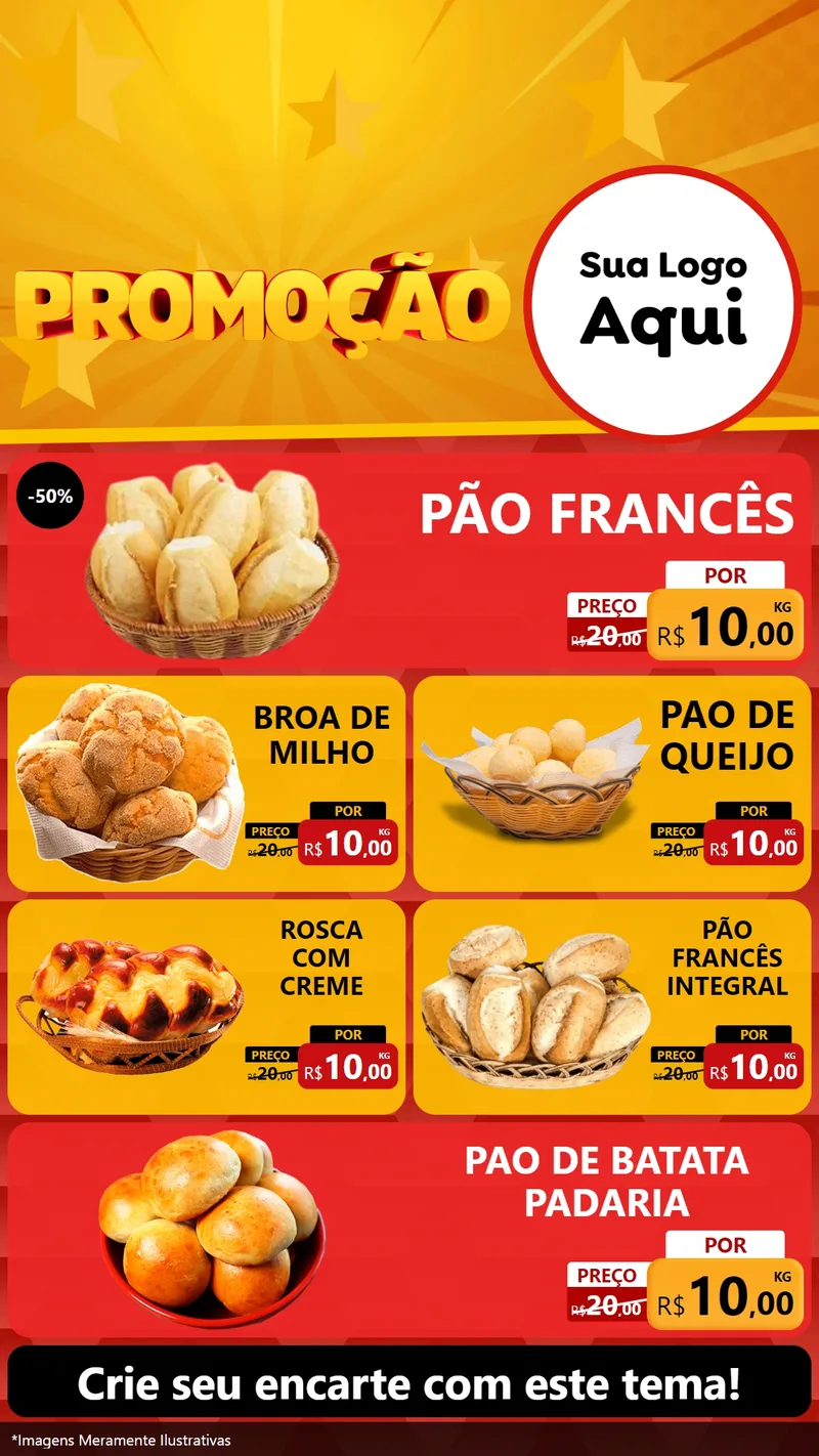Modelo de TV para TV Vertical com o tema Promoção para Padaria