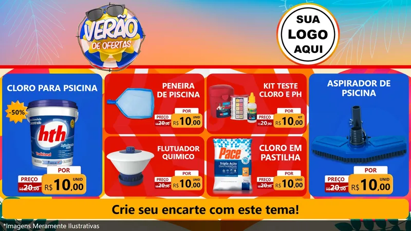Modelo de TV para TV Horizontal com o tema Verão de Ofertas para Produtos para Piscina
