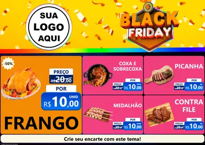 Modelo de Encarte para Encarte A4 Horizontal com o tema Black Friday para Assados