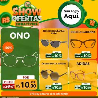 Modelo de Rede Social para Feed Facebook com o tema Show de Ofertas Imbatíveis para Óticas