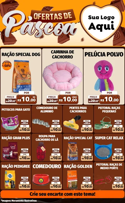 Modelo de Encarte para Encarte Grande com o tema Ofertas de Páscoa para Pet Shop