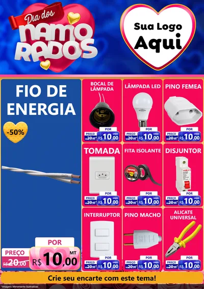 Modelo de Encarte para Encarte A4 Vertical com o tema Dia dos namorados para Materiais Elétricos