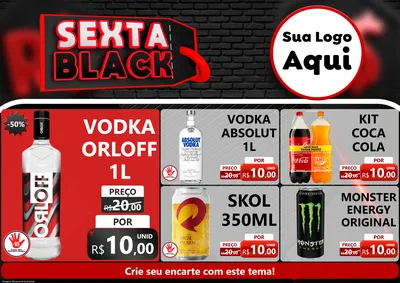Modelo de Encarte para Encarte A4 Horizontal com o tema Sexta Black para Distribuidora de bebidas