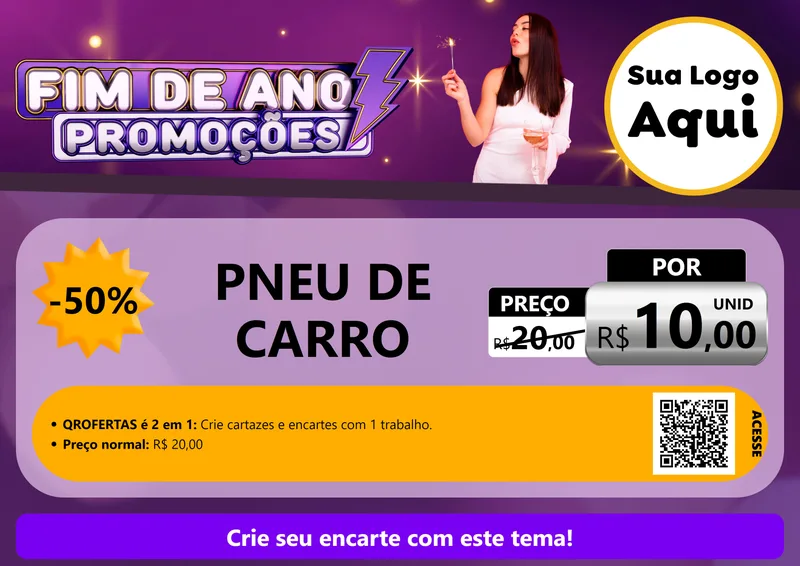 Modelo de Cartaz para Cartaz A4 Horizontal com o tema Fim de Ano Promoções para Auto peças