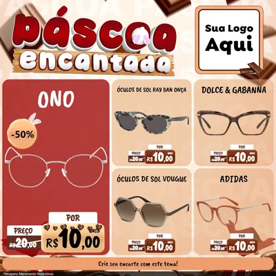 Modelo de Rede Social para Feed Facebook com o tema Páscoa Encantada para Óticas