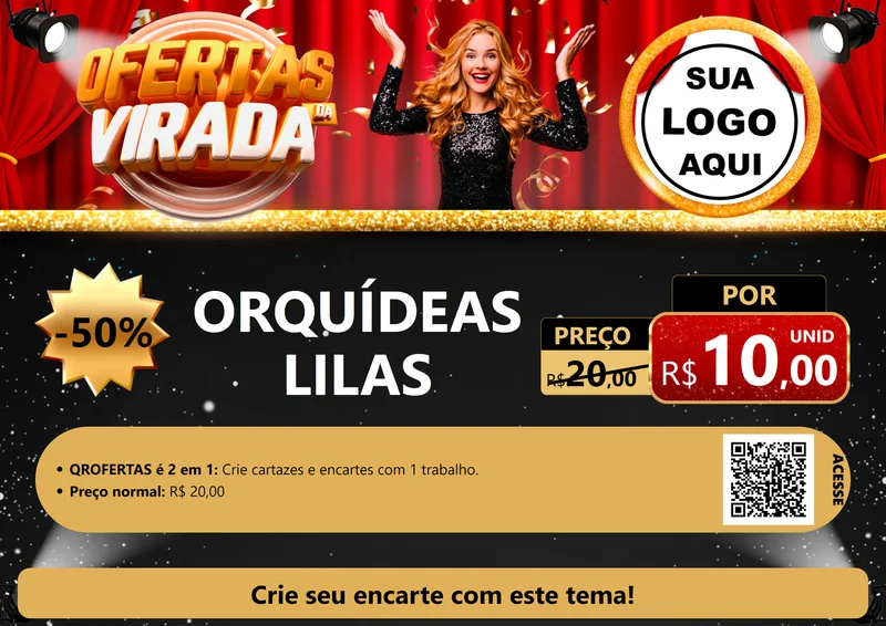 Modelo de Cartaz para Cartaz A4 Horizontal com o tema Ofertas da Virada para Floricultura e jardim