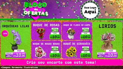 Modelo de TV para TV Horizontal com o tema Bloco de Ofertas para Floricultura e jardim