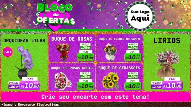 Modelo de TV para TV Horizontal com o tema Bloco de Ofertas para Floricultura e jardim