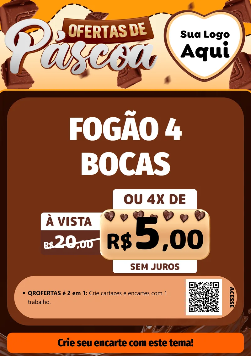 Modelo de Cartaz para Cartaz A4 Vertical com o tema Ofertas de Páscoa para Móveis e Eletro