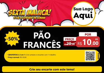 Modelo de Cartaz para Cartaz A4 Horizontal com o tema Sexta Maluca! para Padaria