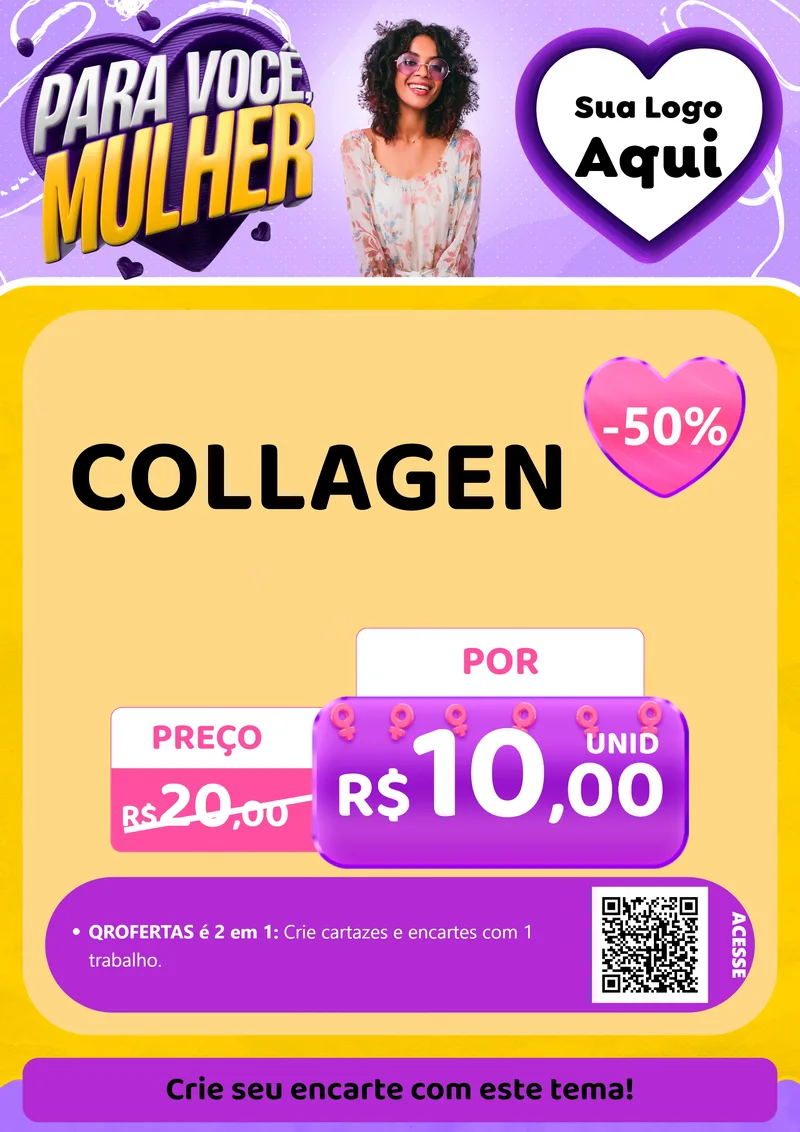 Modelo de Cartaz para Cartaz A4 Vertical com o tema Para Você, Mulher para Suplementos alimentares