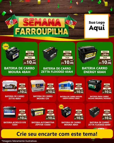 Modelo de Rede Social para Feed Instagram com o tema Semana Farroupilha para Baterias Elétricas
