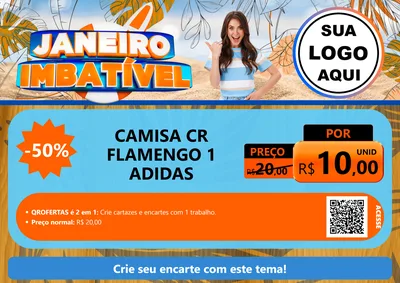 Modelo de Cartaz para Cartaz A4 Horizontal com o tema Janeiro Imbatível para Roupas e acessórios
