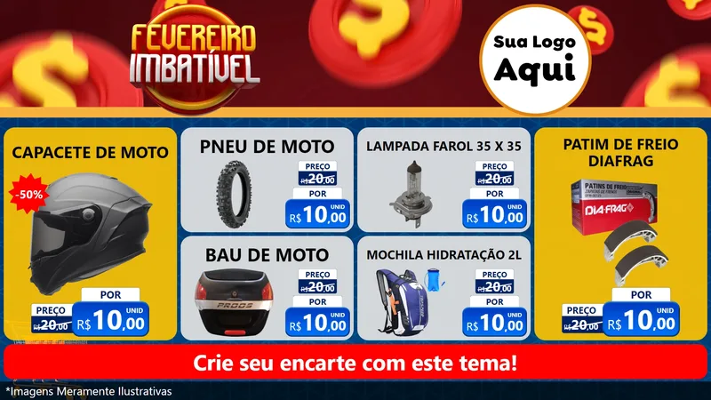 Modelo de TV para TV Horizontal com o tema Fevereiro Imbatível para Moto peças