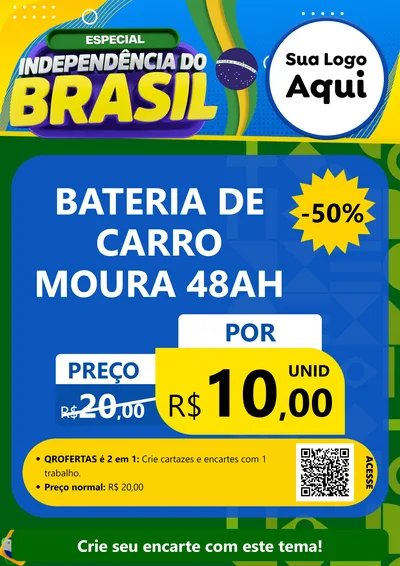 Modelo de Cartaz para Cartaz A4 Vertical com o tema Especial Independência do Brasil para Baterias Elétricas