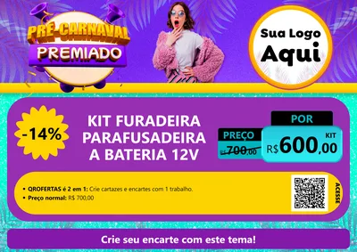 Modelo de Cartaz para Cartaz A4 Horizontal com o tema Pré-Carnaval Premiado para Maquinas e Ferramentas