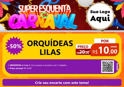 Modelo de Cartaz para Cartaz A4 Horizontal com o tema Super Esquenta de Carnaval para Floricultura e jardim