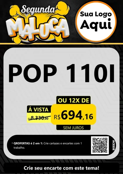 Modelo de Cartaz para Cartaz A4 Vertical com o tema Segunda Maluca para Concessionaria de Motos