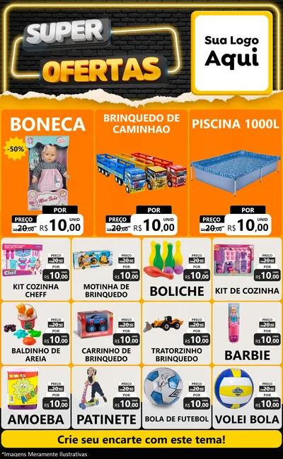 Modelo de Encarte para Encarte Grande com o tema Super Ofertas para Brinquedos