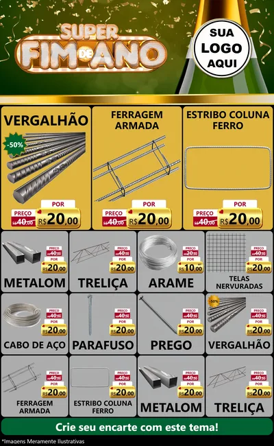 Modelo de Encarte para Encarte Grande com o tema Super Fim de Ano para Ferragens