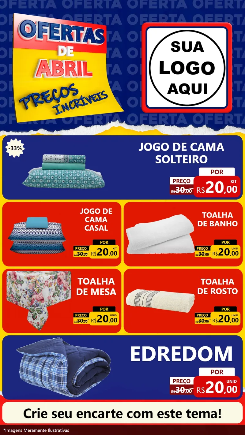 Modelo de TV para TV Vertical com o tema Ofertas de Abril - Preços Incríveis para Cama, Mesa e Banho
