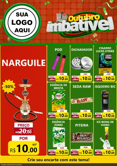 Modelo de Encarte para Encarte A4 Vertical com o tema Outubro Imbatível para Tabacaria