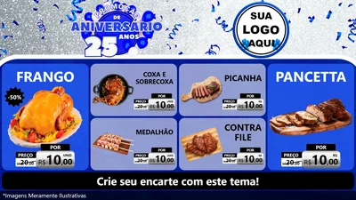 Modelo de TV para TV Horizontal com o tema Promoção de Aniversário - 25 Anos para Assados
