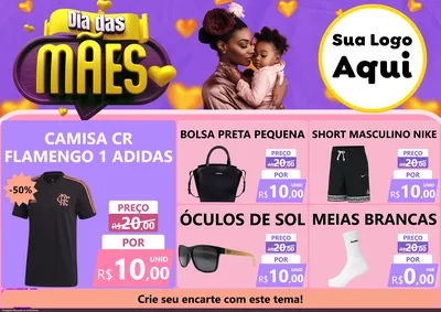 Modelo de Encarte para Encarte A4 Horizontal com o tema Dia das Mães para Roupas e acessórios